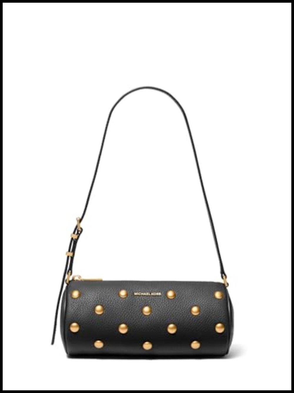 Vintage 90s Style Pebbled Leather Barrel Mini Shoulder Bag with Studded